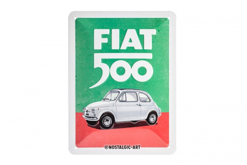 Blechschild "Fiat 500 weiss" - 20 x 15cm